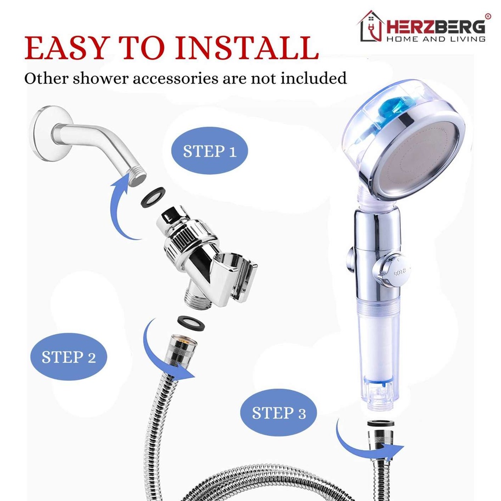 Herzberg-Turbo-Charger-Pomme-de-douche-Bleu-HG-808