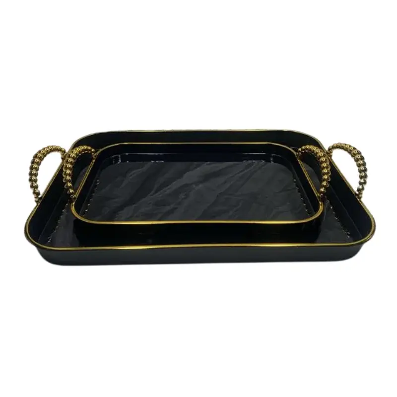 Rosenberg-RB02-6527B-2-Piece-Rectangular-Black-Serving-Tray-with-Gold-Handles-RB02-6527B.webp