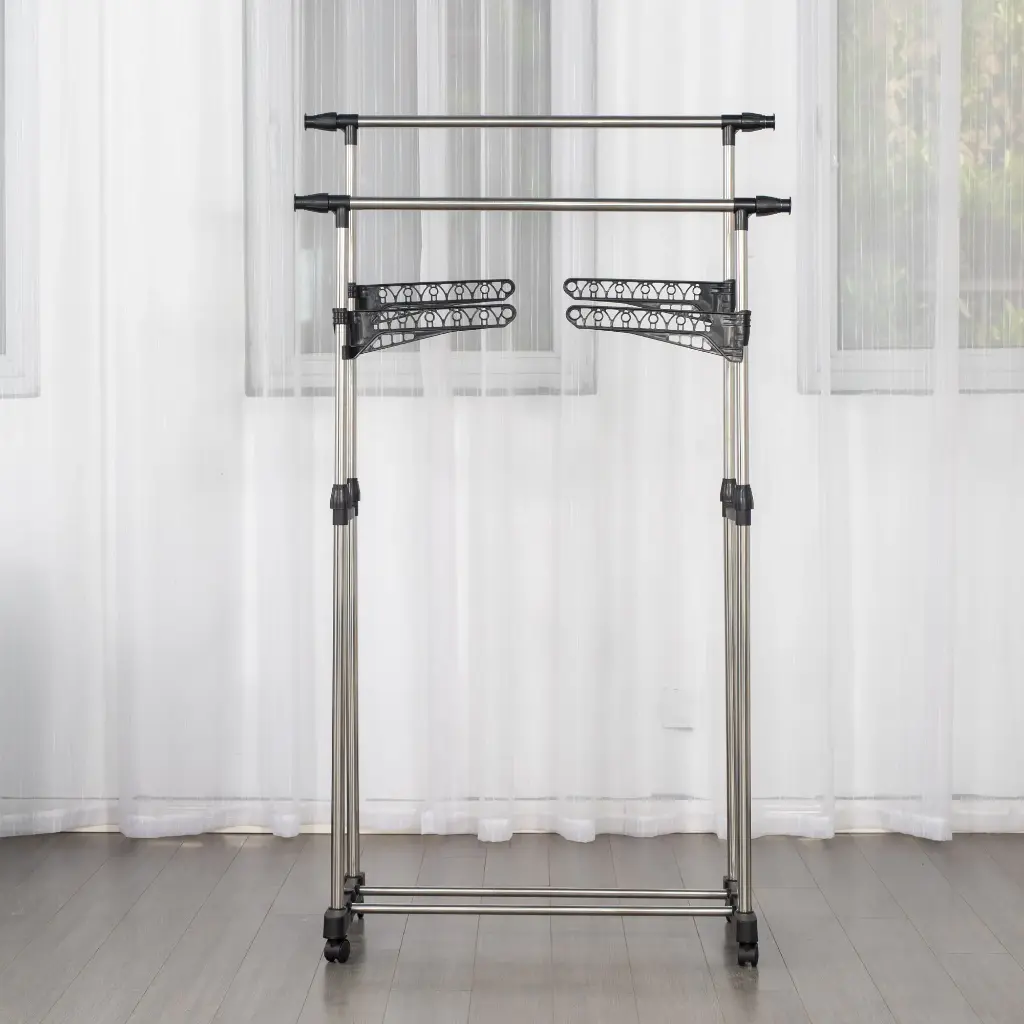 Herzberg-HG-03275-Porte-vetements-roulant-reglable-a-deux-tiges-avec-ailette-de-suspension-HG-03275-6.webp