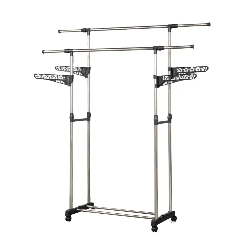 Herzberg-HG-03275-Porte-vetements-roulant-reglable-a-deux-tiges-avec-ailette-de-suspension-HG-03275-5.webp