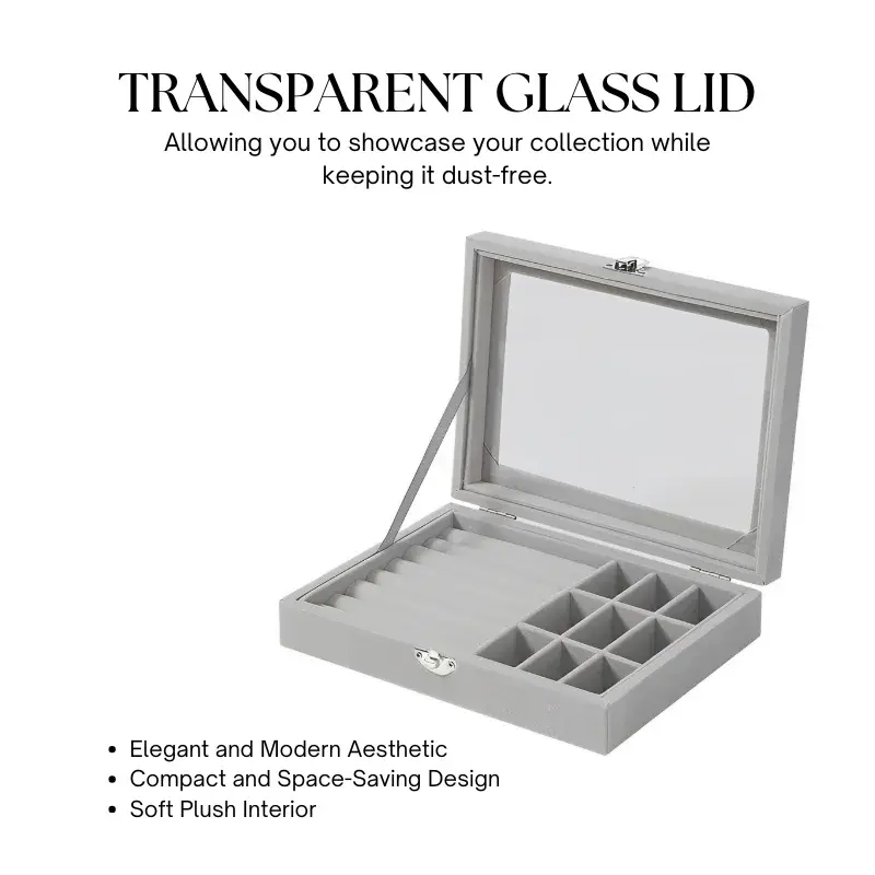 Herzberg-HG-05361-Organisateur-de-Bijoux-en-Velours-Avec-Couvercle-en-Verre-9-Grilles-7-Emplacements-Pour-Bagues-HG-053-3.webp