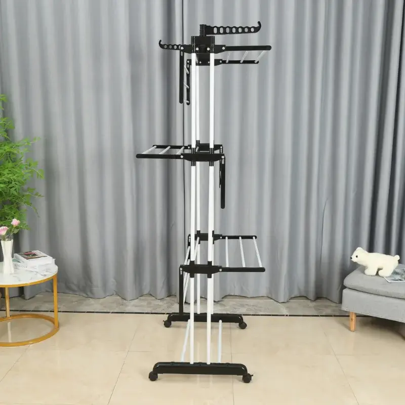 Herzberg-HG-8034BW-Porte-vetements-mobile-plastique-noir-avec-tubes-blancs-HG-8034BW-7.webp