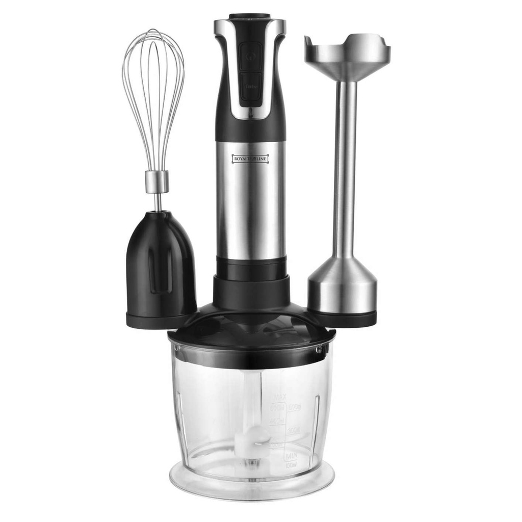 Royalty Line RL-ESMS800BLK: 3-in-1 Hand Blender Set - Power Whisk, Immersion Blender, Chopper - Blac