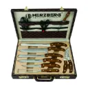 Herzberg HG-K25LB: 25 Pieces Knife and Cutlery Set with Attache Case