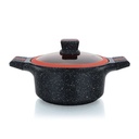 Herzberg HG-RSCAS24: Granite-Coated Casserole with Glass Lid - 24cm
