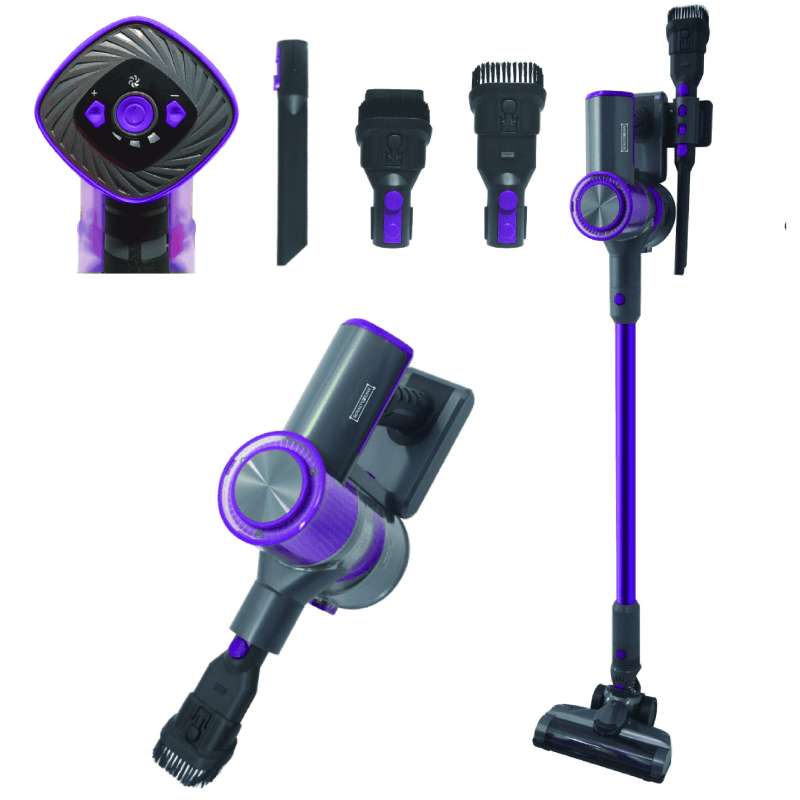 Royalty Line RL-CVC9316PUR: 2-in-1 Wireless Rechargeable Vacuum Cleaner - Purple