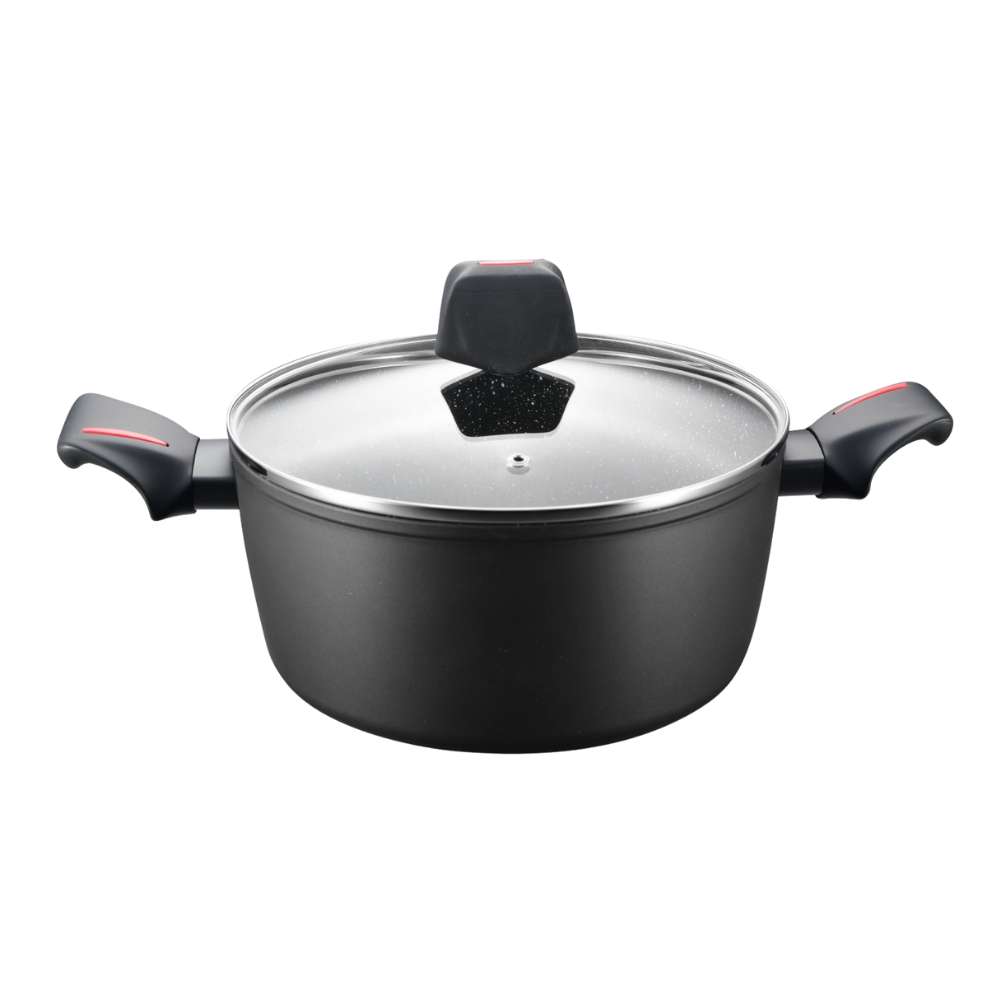 Royalty Line RL-FTN24: 24cm Die-Cast Greblon Marble Coated Casserole - 4.5L