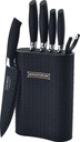 Royalty Line RL-6MSTK: 7-Piece Non-Stick Knife Set with Block - Black