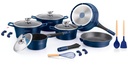 Royalty Line RL-ES1014M: 17 Pieces Marble Coated Cookware Set