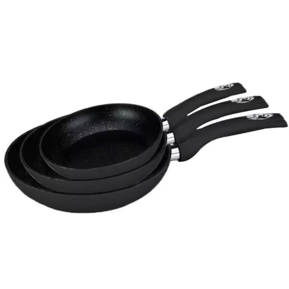 Herzog HR-3030: 3 Pieces Marble Coated Forged Aluminum  Fry Pan Set
