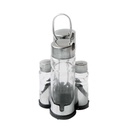 Herzberg HG-6006: Stainless Steel Spice Rack with 4 Glass Jar Set
