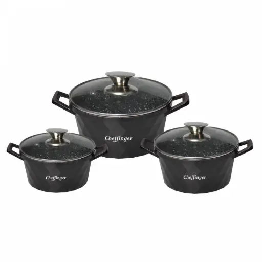 Cheffinger CF-DIAC03: 6 Pieces Diamond Casserole Pot Set - 20cm,24cm,28CM