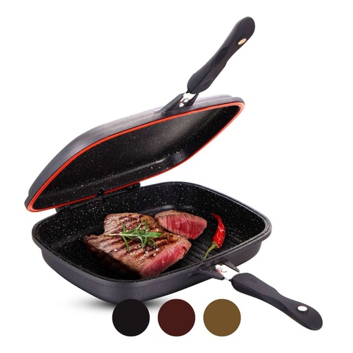 Cheffinger CF-DG32: Marble Coated Reversible Double Grill Pan - 32cm