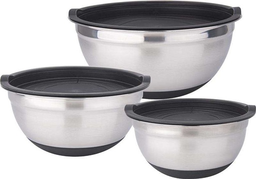 Cheffinger CF-MXB3S: 6-Piece Stainless Steel Mixing Bowl Set with Lids