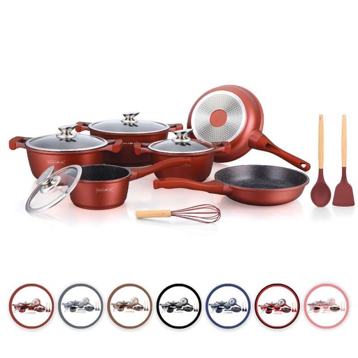 Royalty Line RL-BS1010M: 13 Pieces Ceramic Coated Cookware Set